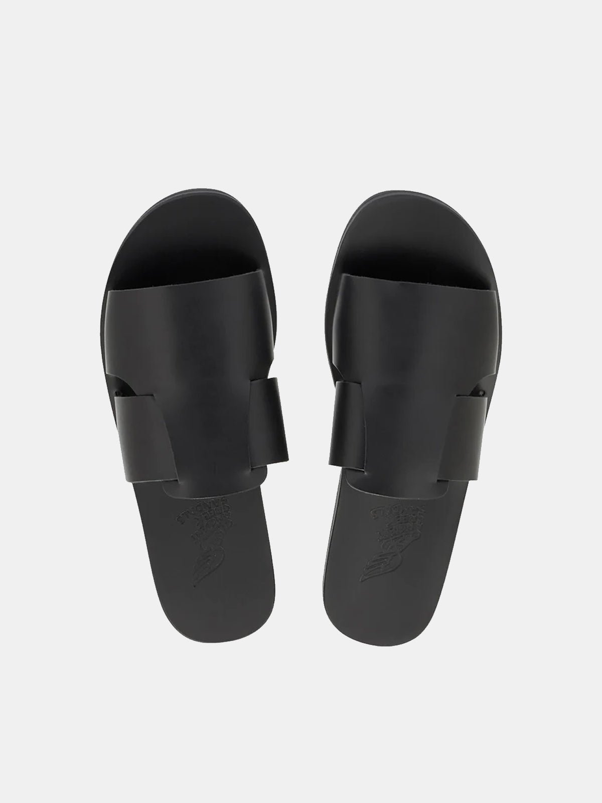Ancient Greek Sandals Miltiades Leather Slide - Black | 