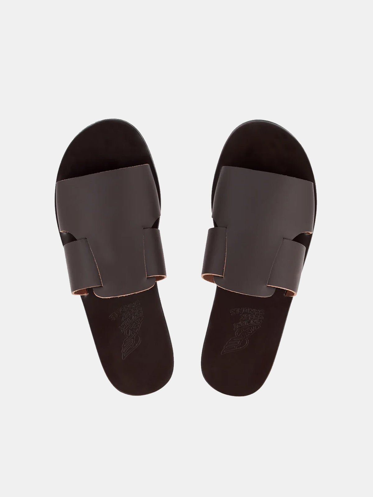 Ancient Greek Sandals Miltiades Leather Slide -  Brown | 