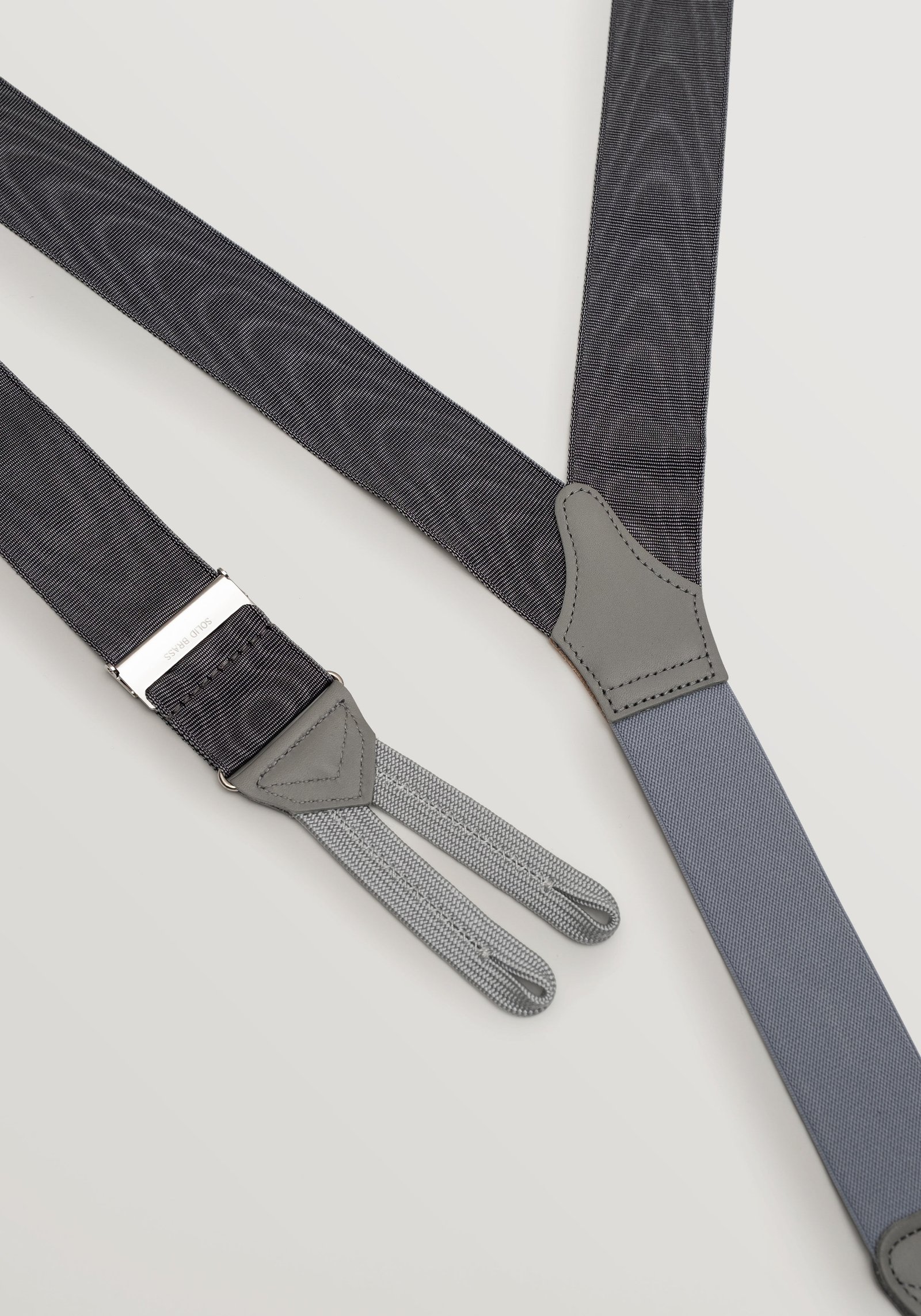 Silk Moire Braces With Braid Ends - Grey | 