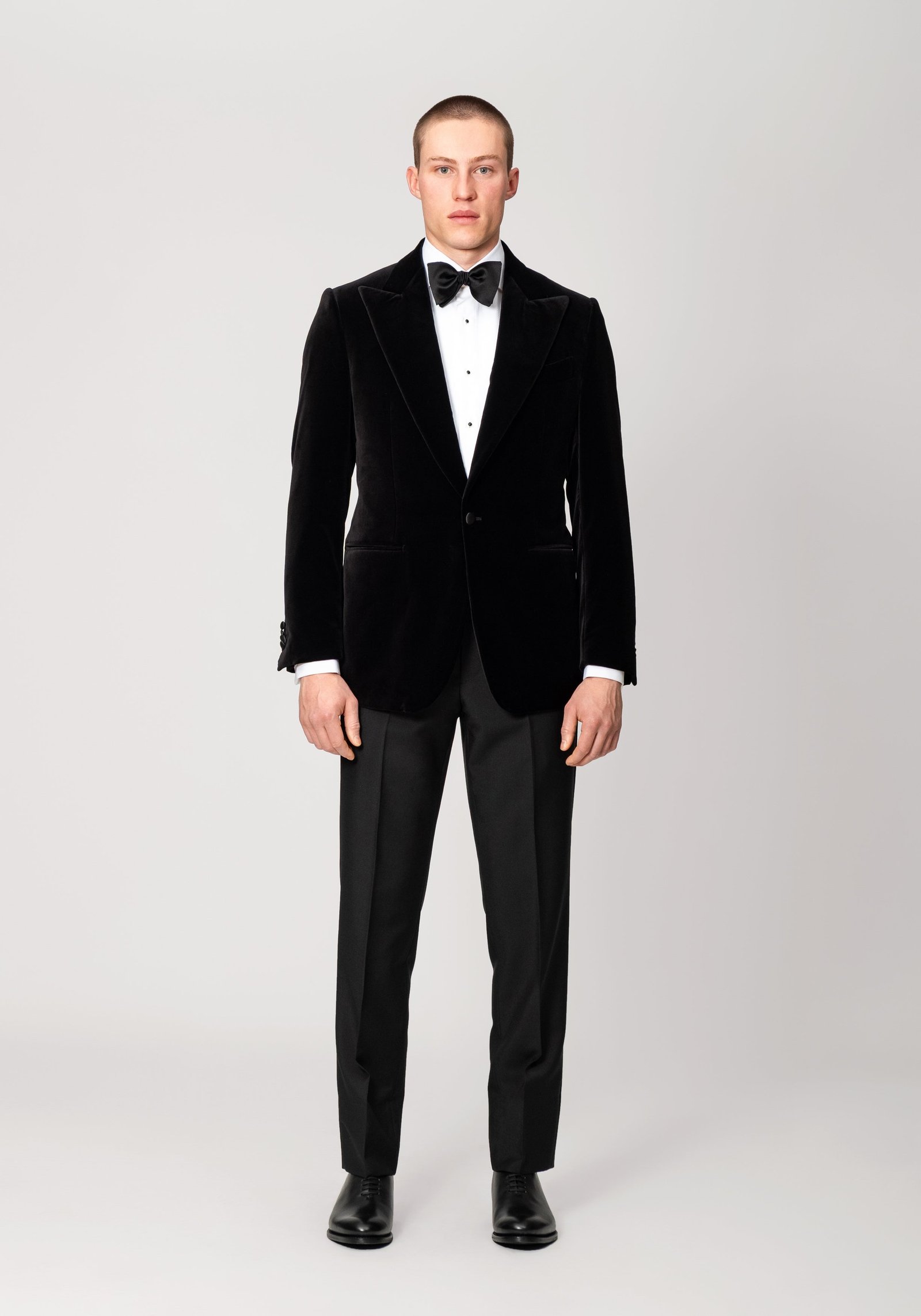 Cotton Velvet Smoking Jacket - Black | 