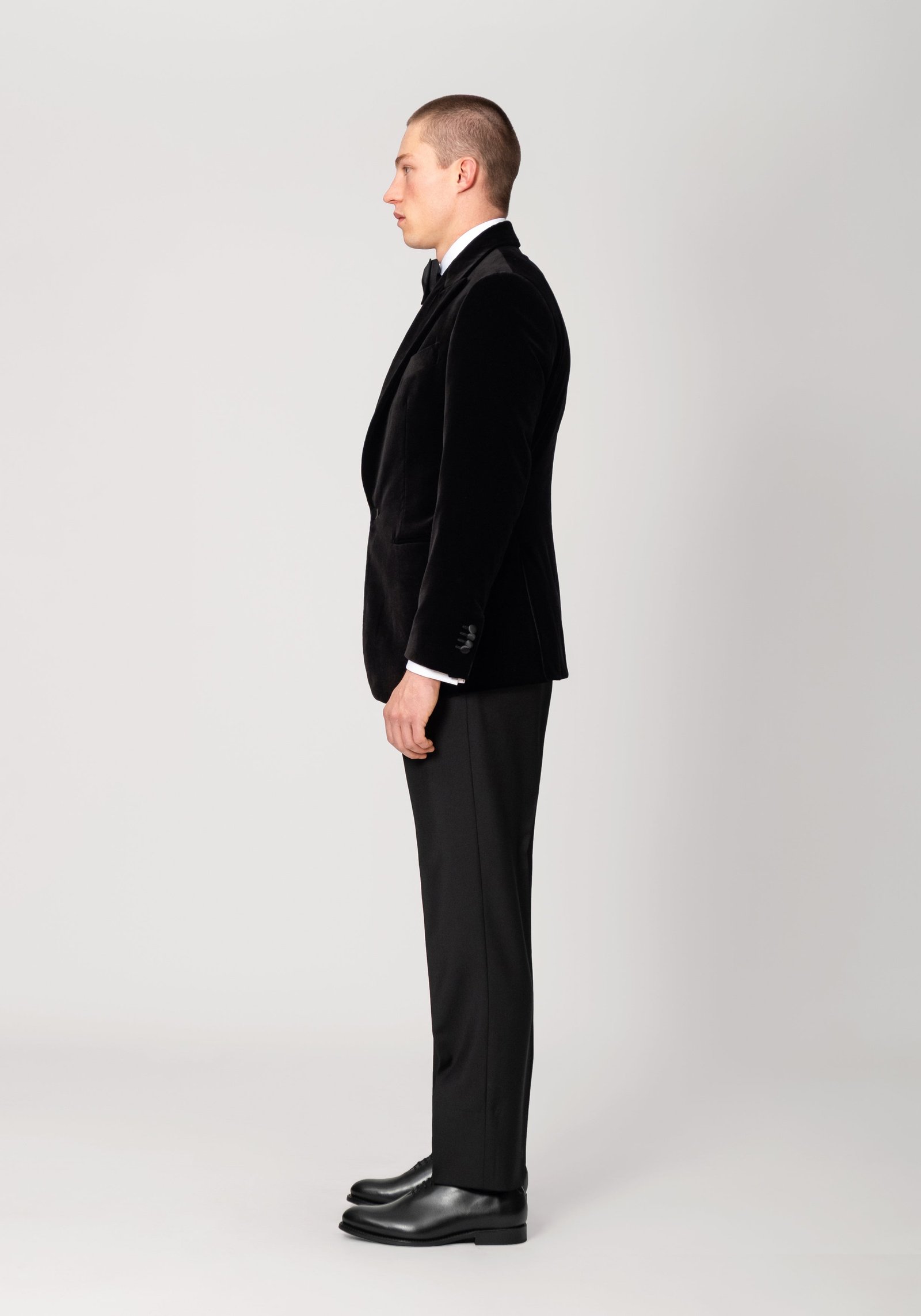 Cotton Velvet Smoking Jacket - Black | 