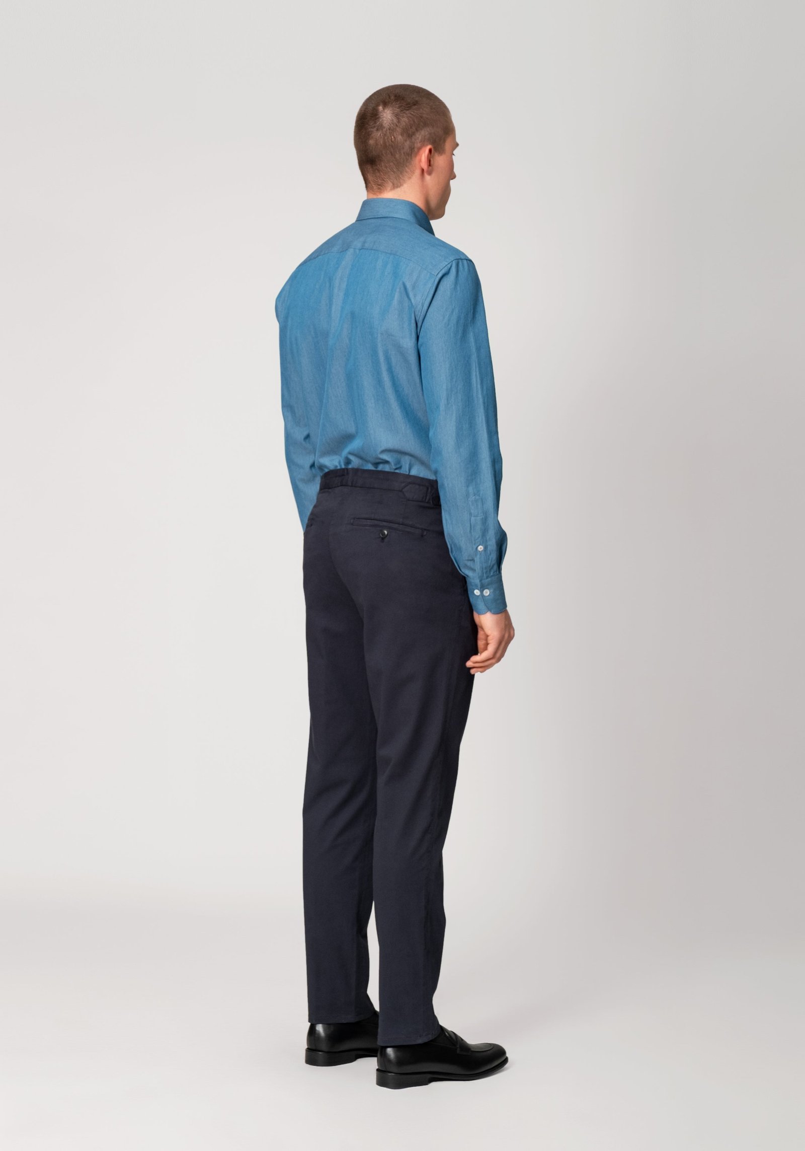Garment-Dyed Cotton Twill Trouser - Dark Navy | 