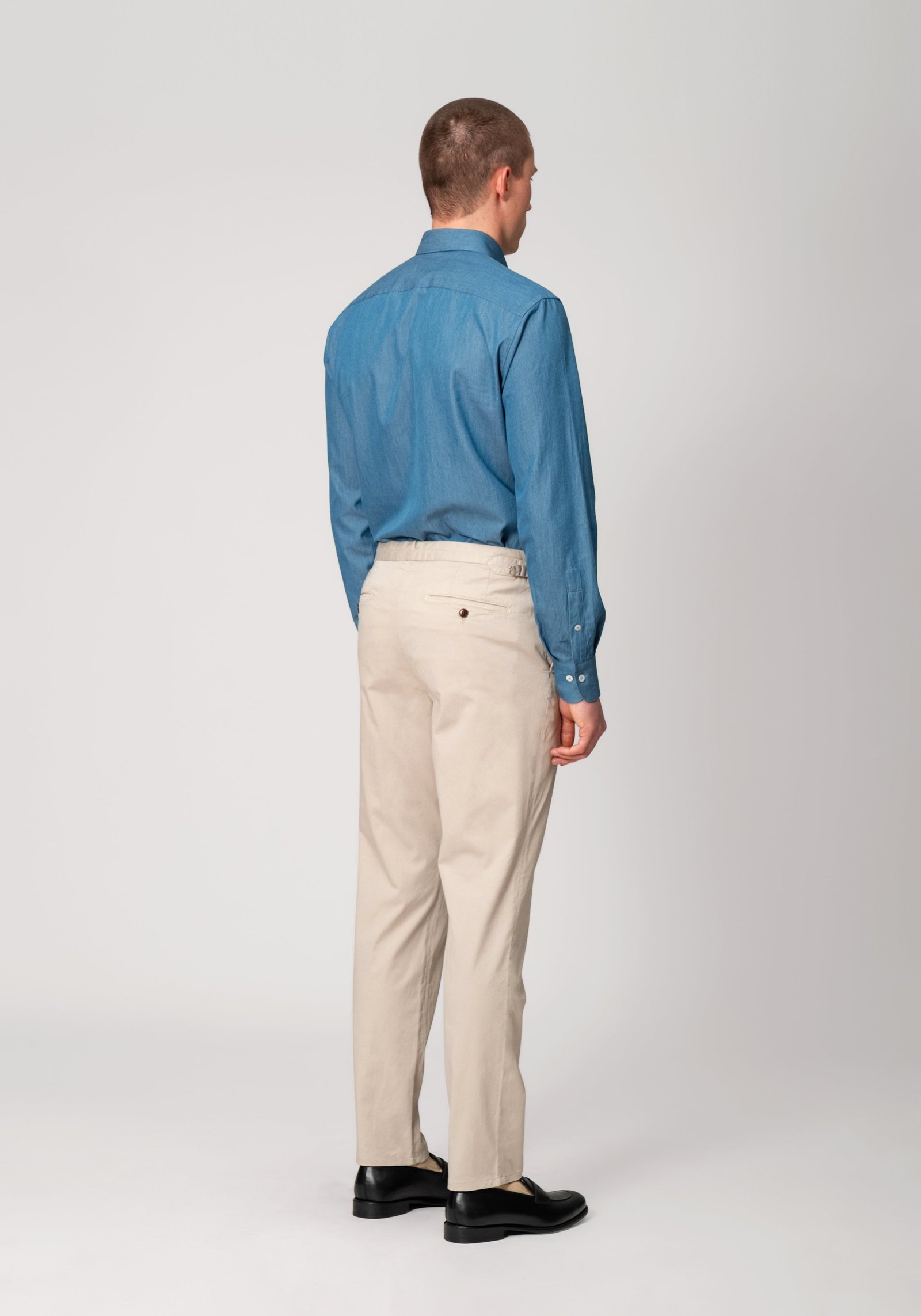 Garment-Dyed Cotton Twill Trouser - Oatmeal | 